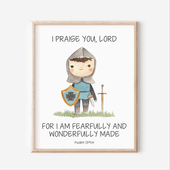 Fearfully And Wonderfully Made Knight Boy Nursery Art Poster