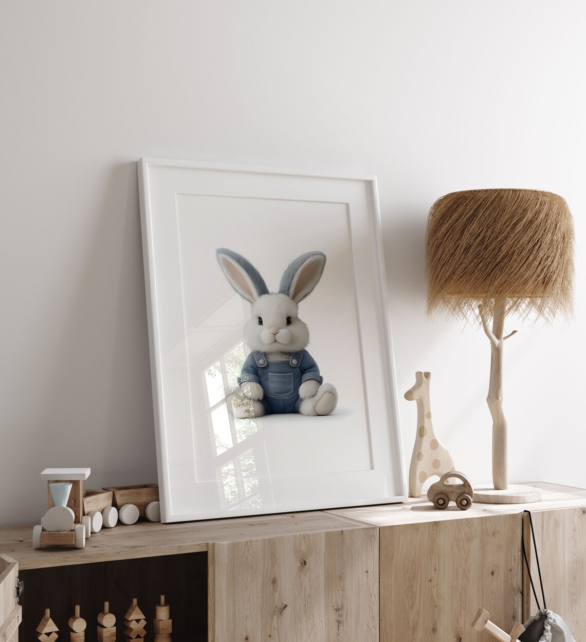 Adorable Baby Bunny in Denim Overalls Sweet Nursery Animal Poster - Image 6