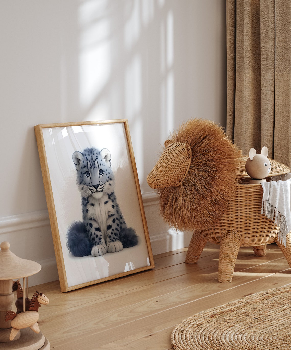 Adorable Fluffy Snow Leopard Cub Sweet Nursery Animal Poster - Image 4