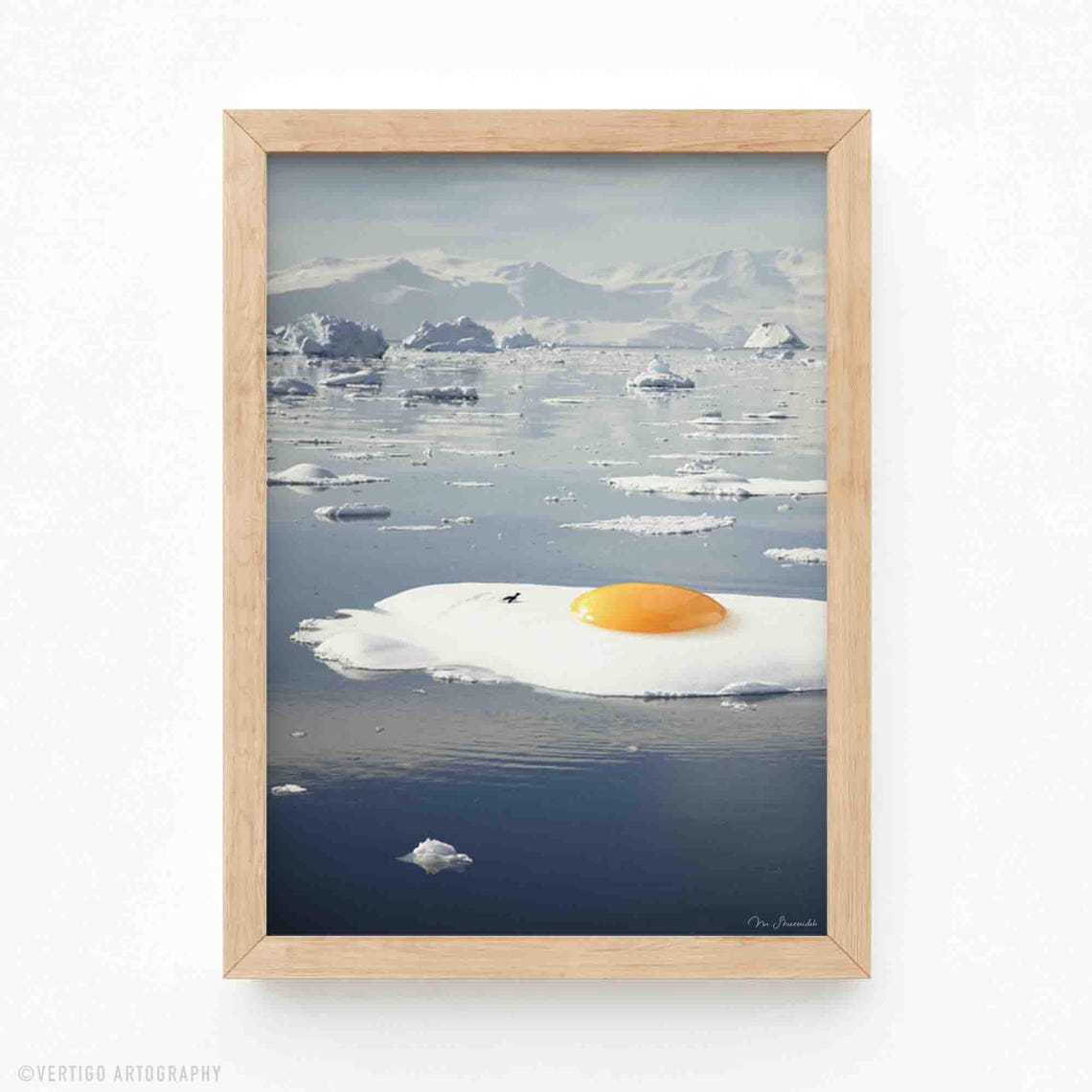 Surrealist Eggberg Art Print Funny Fried Egg Kitchen Wall