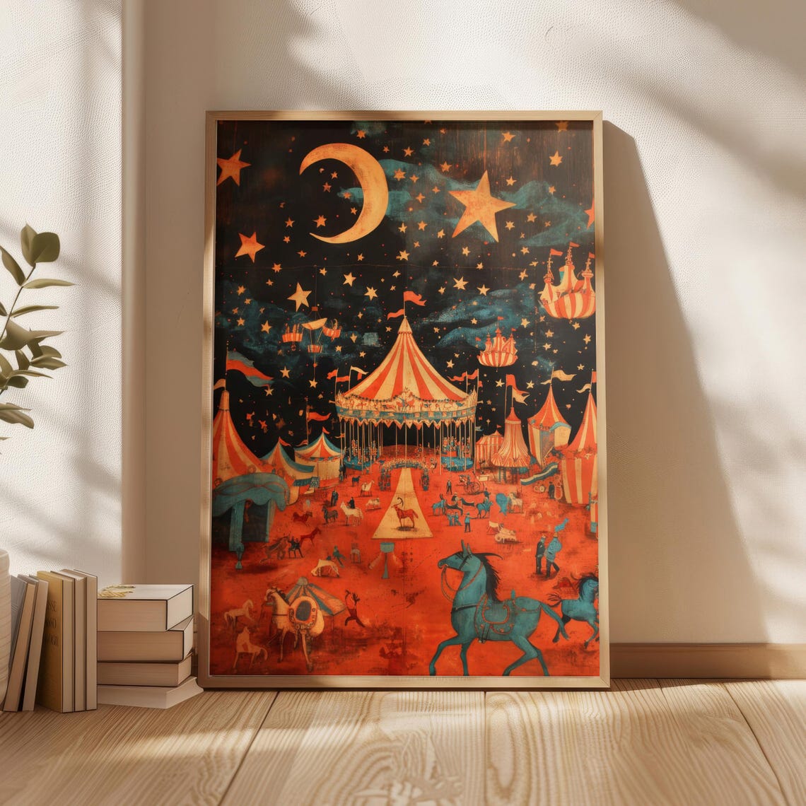 Vintage Circus Night Starry Sky Big Top Tent Retro Art Poster