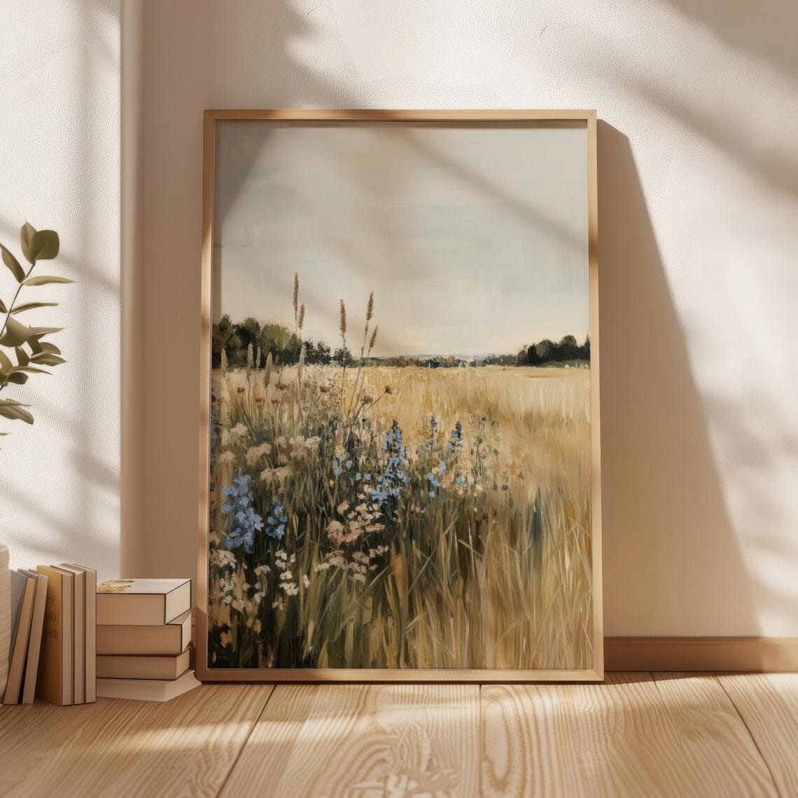 Impressionist Wildflower Meadow Blue Cornflowers Golden Field Poster