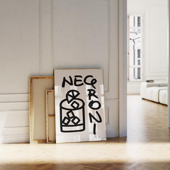 Negroni Abstract Hand-Drawn Kitchen Bar Art Print