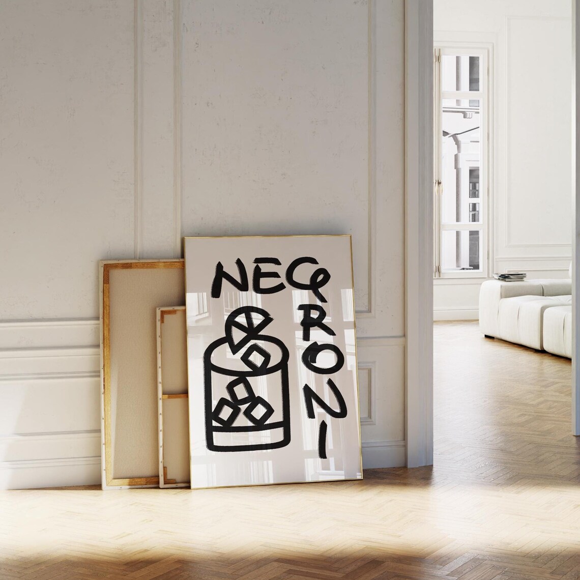 Negroni Abstract Hand-Drawn Kitchen Bar Art Print