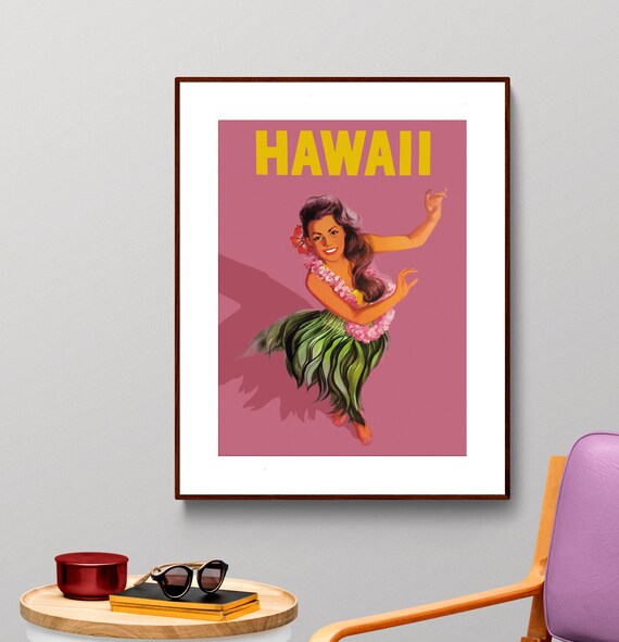 Hawaii Vintage Travel Poster Poster Paper Or Print Gift Idea