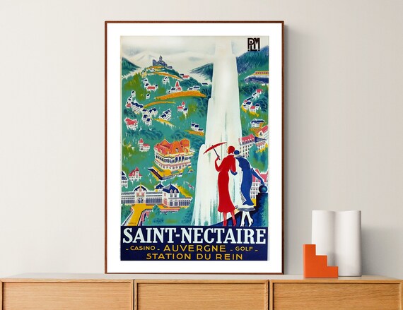Saint Nectaire Vintage French Auvergne Spa Golf Travel Poster