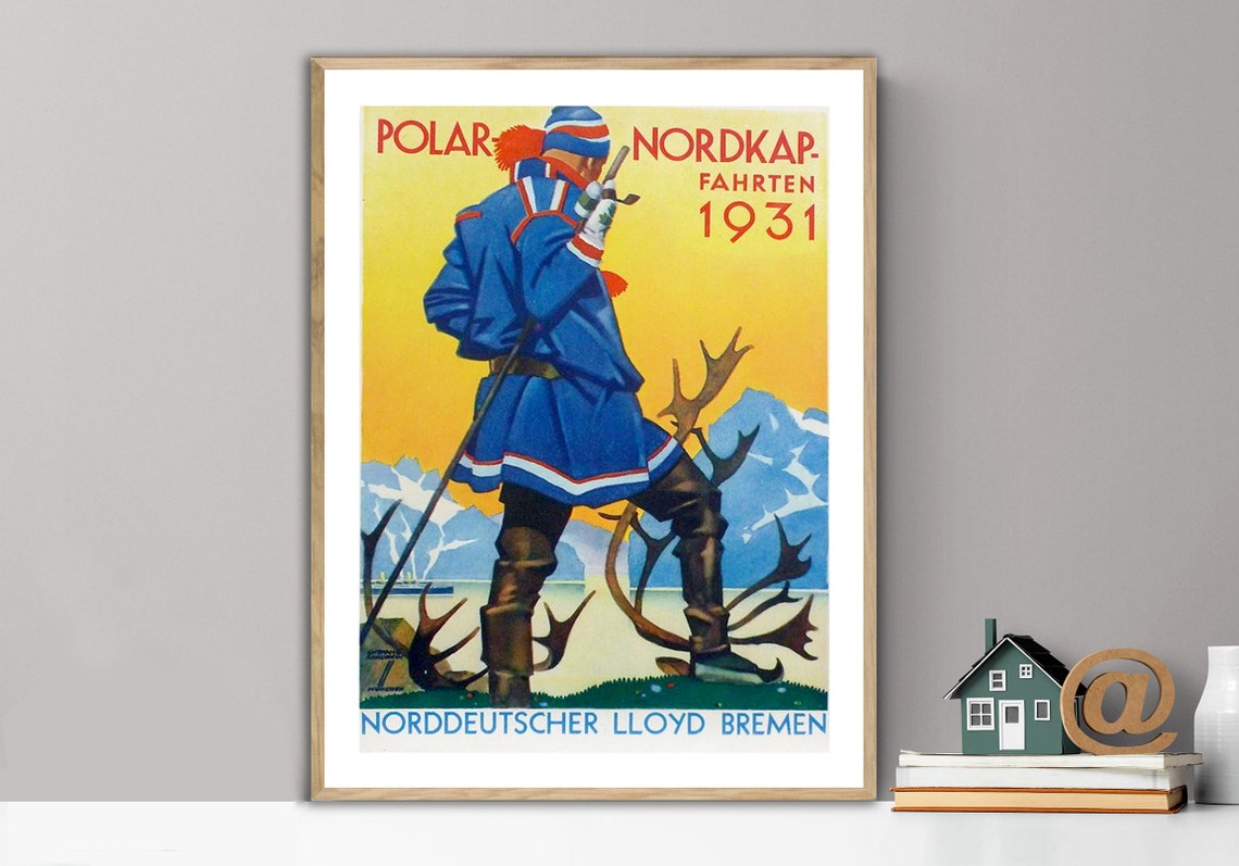 Polar Nordkap Fahrten 1931 Norddeutscher Lloyd Bremen Cruise Poster