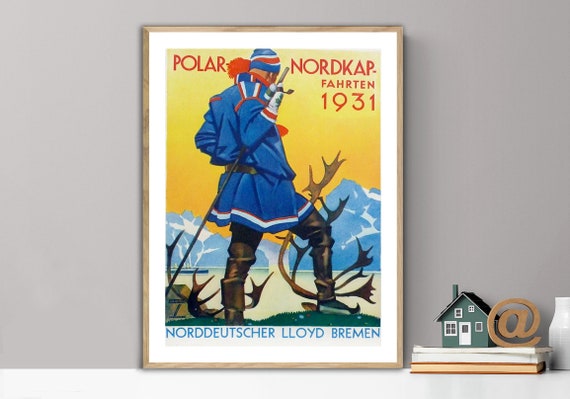 Polar Nordkap Norddeutscher Lloyd Bremen Vintage Travel Poster Poster Paper Or Print Gift Idea