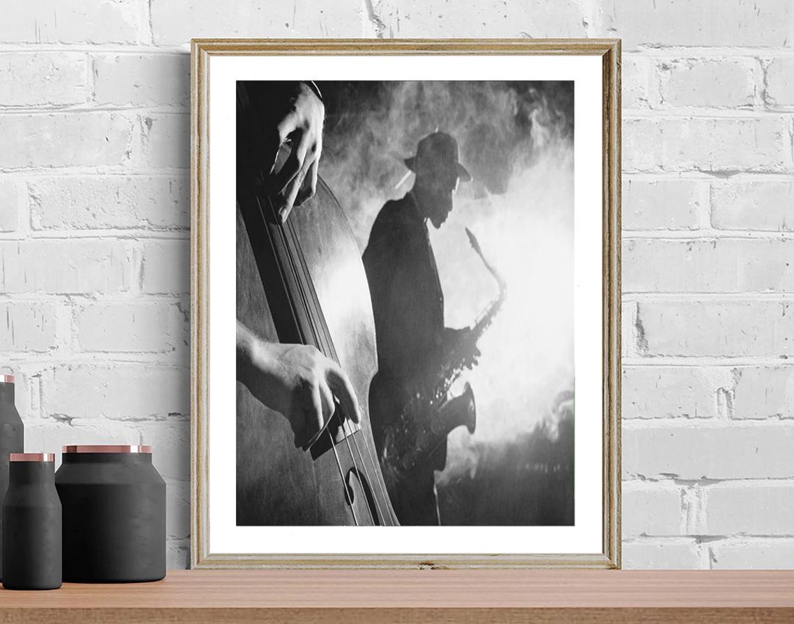 Jazzy Night Black And White Saxophone Photo Jazz Musician Poster - Image 3