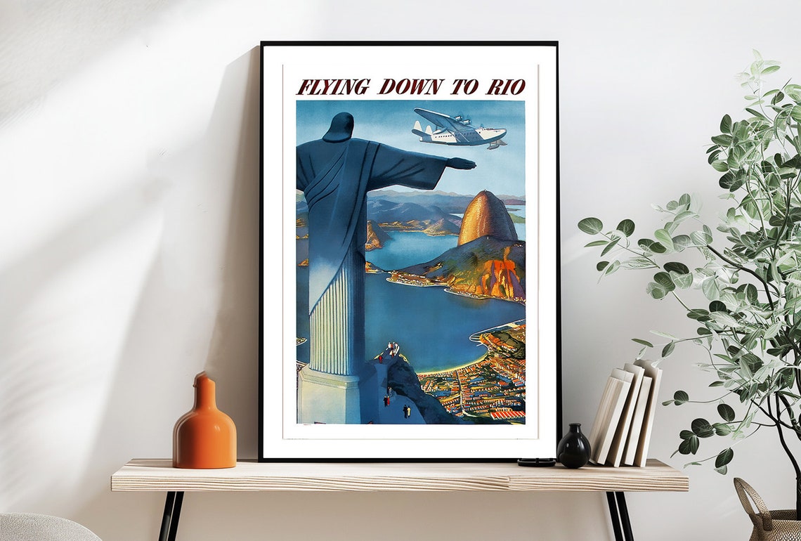Flying Down to Rio Vintage Christ the Redeemer Travel Poster - Image 2
