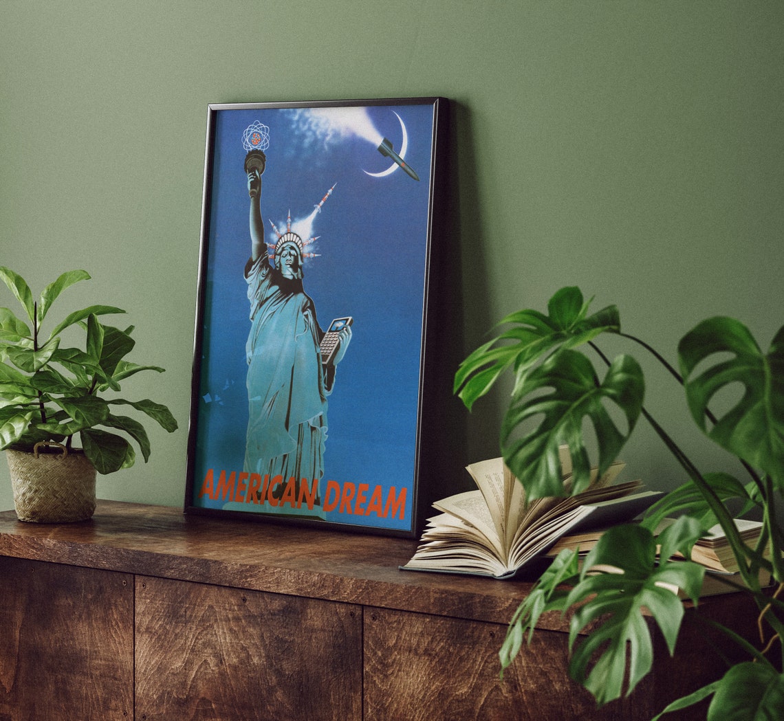 American Dream Statue of Liberty Rocket Space Surrealist Poster - Image 4