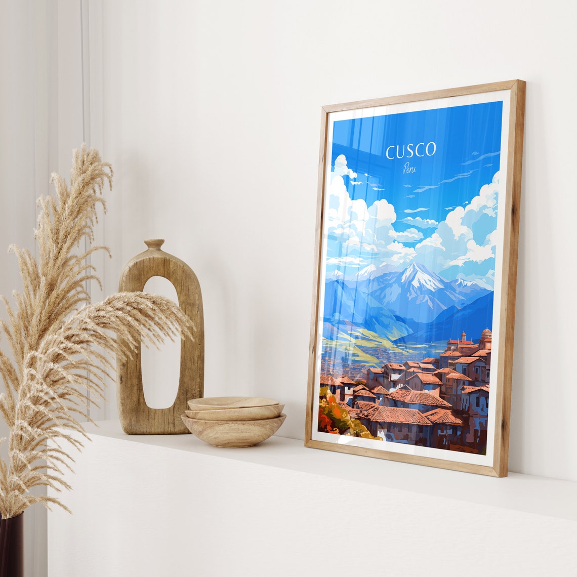 Cusco Peru Andes Mountains Colonial Rooftops City View Travel Poster - Image 2