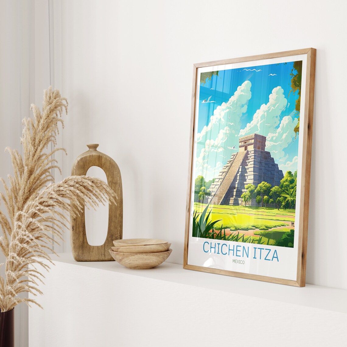 Chichen Itza Travel Poster, Mexico Art Print - Image 2