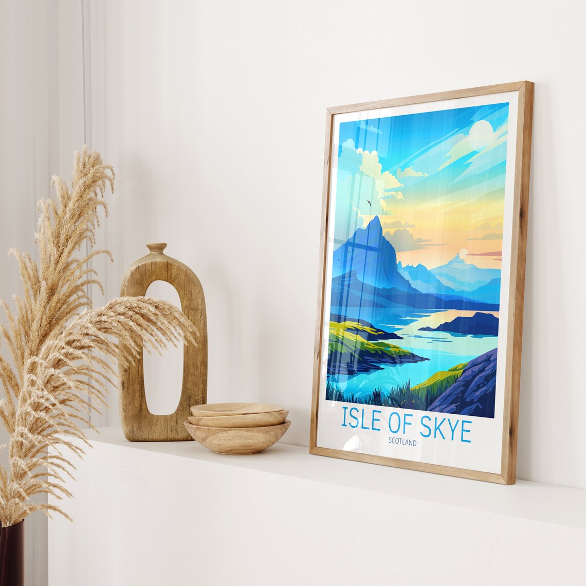 Isle of Skye Scotland Mountain Lake Sunset Landscape Travel Poster - Image 2