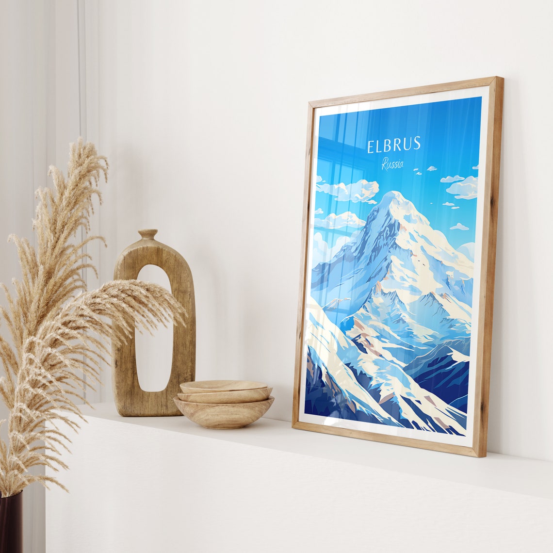 Mount Elbrus Russia Travel Poster Snow Capped Summit Alpine View Art - Image 2