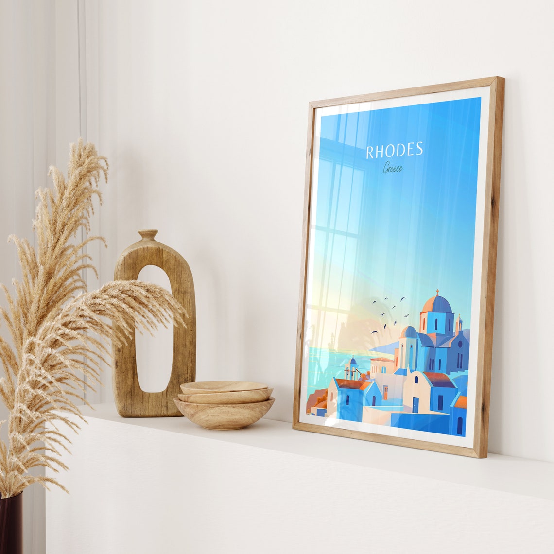 Rhodes Greece Church Domes by the Sea at Golden Hour Travel Poster - Image 2
