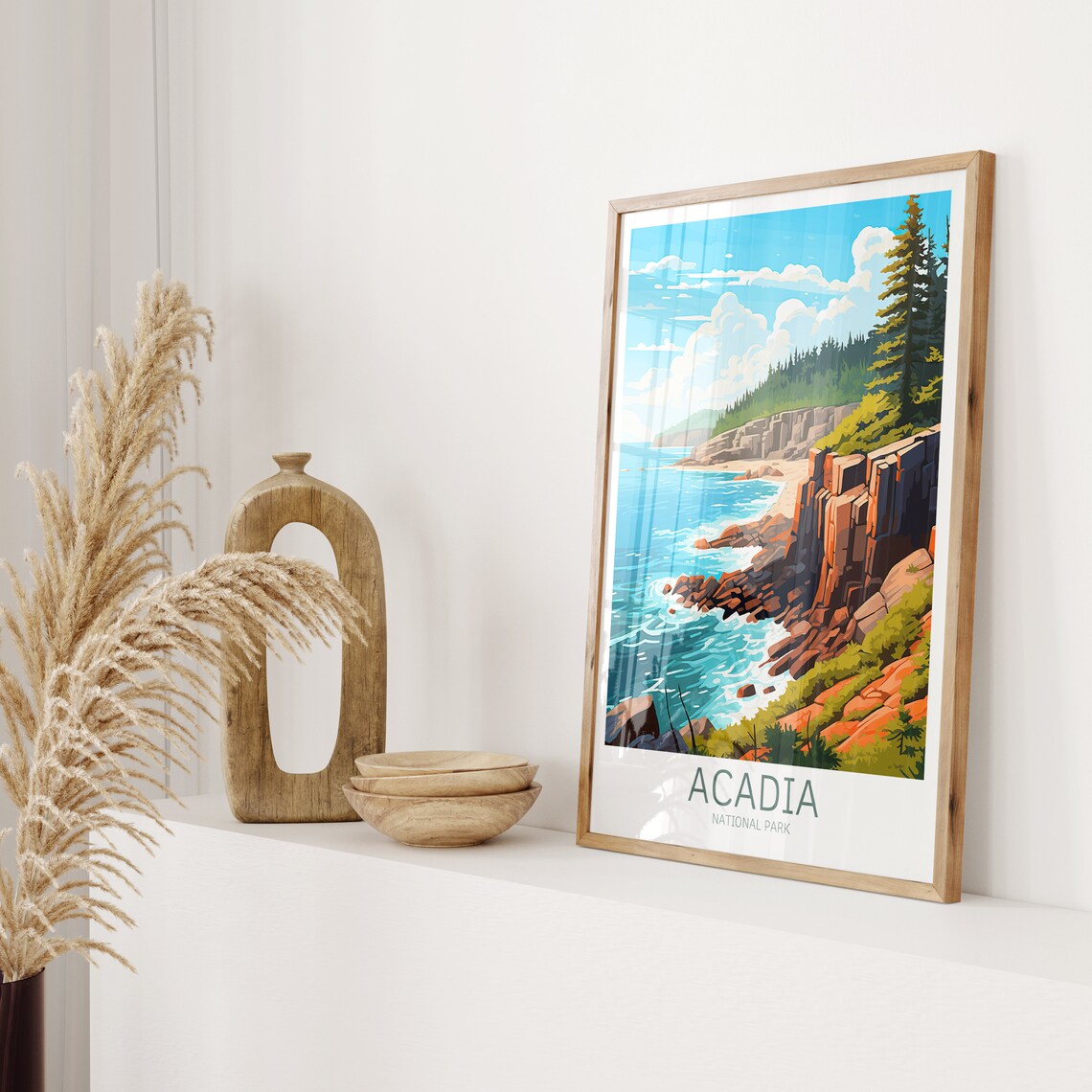 Acadia National Park Rocky Coast Evergreens Vintage Travel Poster - Image 2
