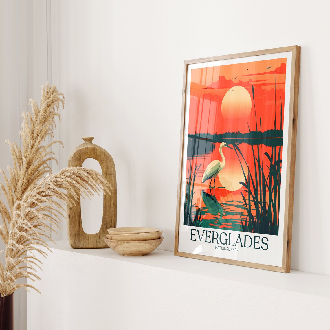 Everglades National Park White Egret in Wetlands at Sunset Poster - Image 2