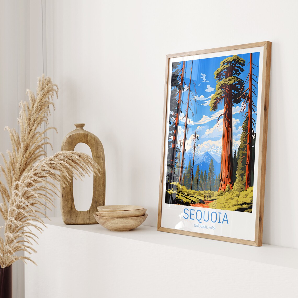 Sequoia California Giant Redwood Forest Illustrated Travel Poster - Image 2