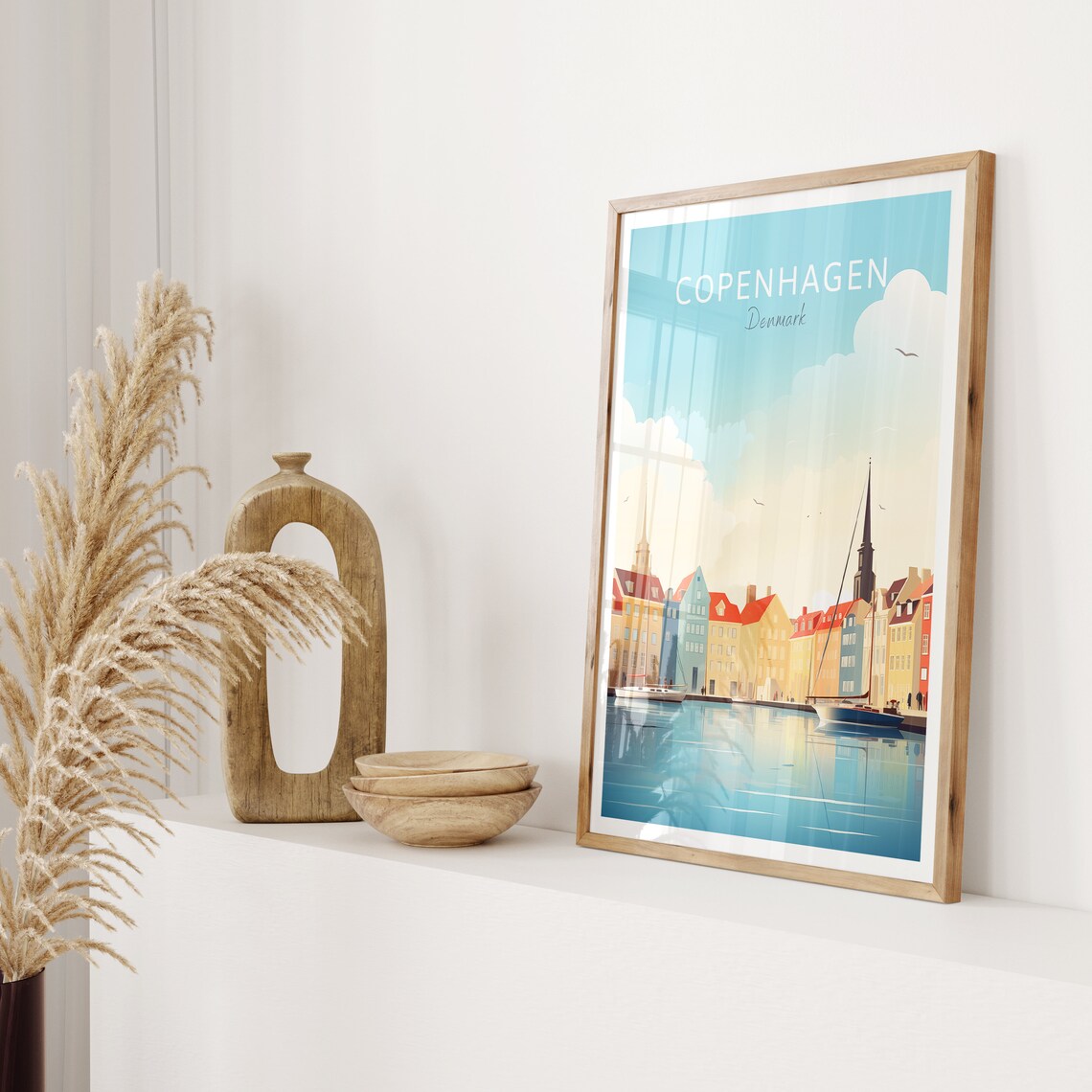 Copenhagen Denmark Nyhavn Harbor Colorful Houses Travel Poster - Image 2