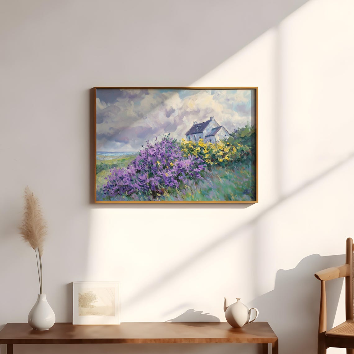 Seaside Cottage Purple Heather Flower Ocean Breeze Vintage Poster - Image 2
