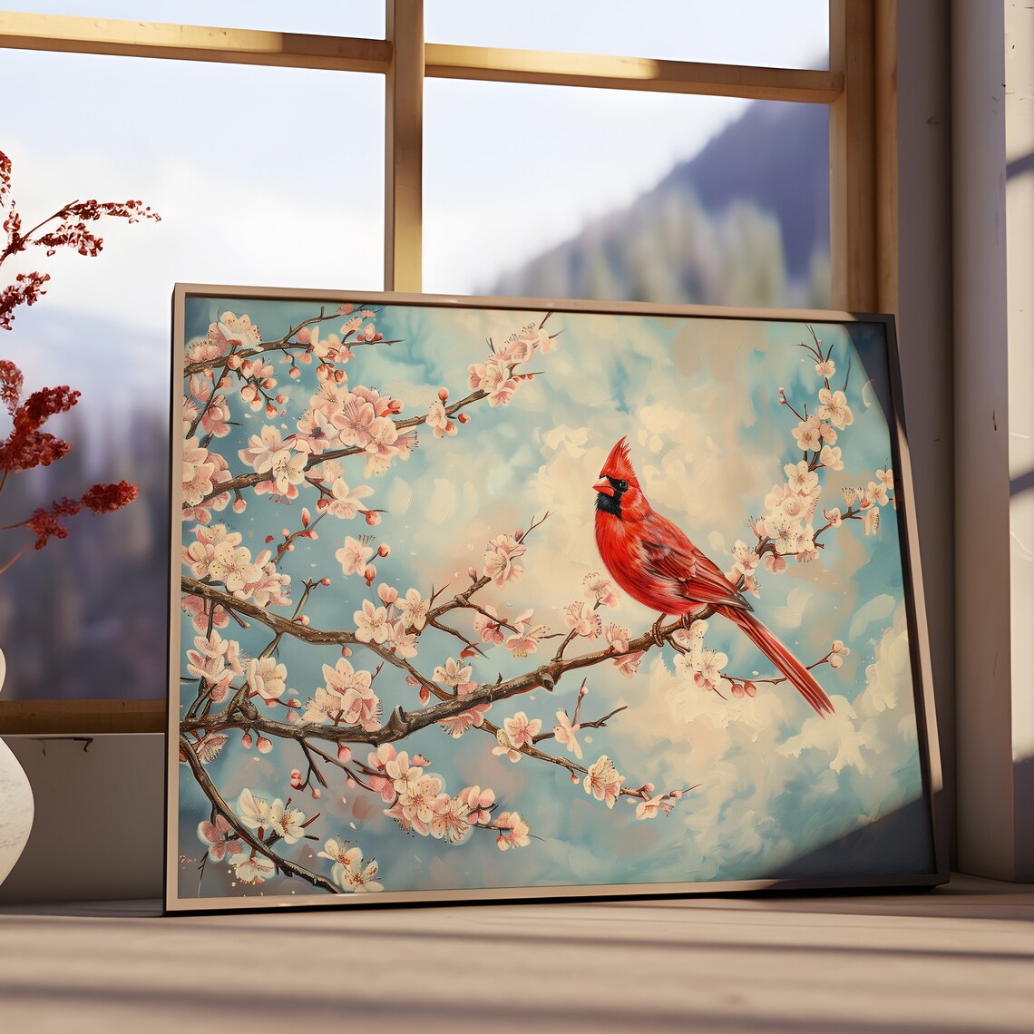 Vintage Spring Bird Cherry Blossom Art Print - Image 3