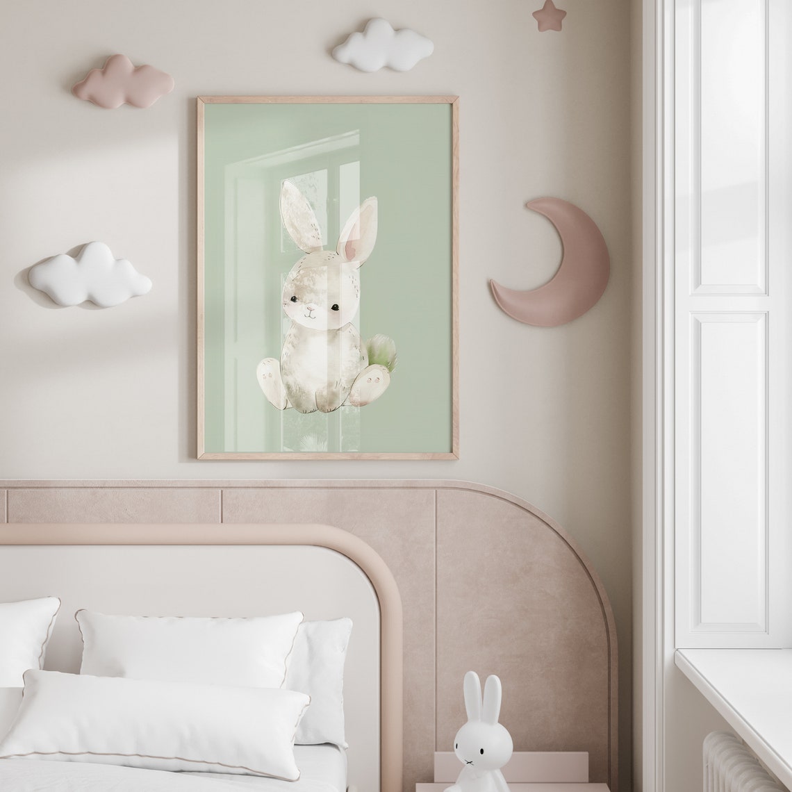 Baby Bunny Nursery Print Kids Room Decor Gender Neutral Watercolor Animals Artwork Cute Spring Rabbit Easter Wall Art - Image 2