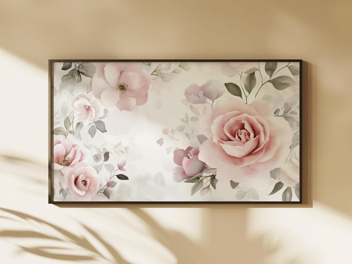 Blush Pink Garden Roses on White Elegant Minimal Floral Poster - Image 2