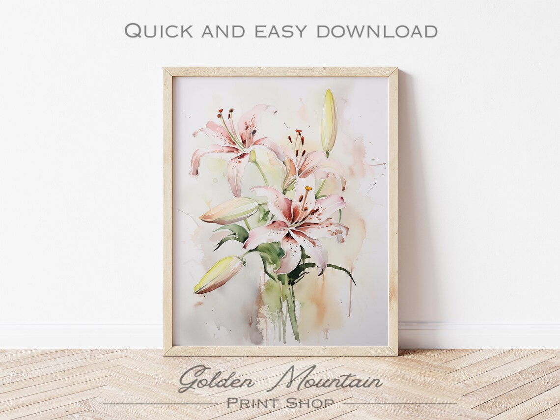 Watercolor Lily Flower Art Print, Botanical Floral - Image 3