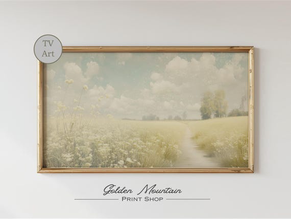 Moody Spring Wildflower Tv Art Neutral Landscape Farmhouse Flower Tv Art Vintage Spring Frame Tv Art Spring Tv Art Easter Floral Tv Art