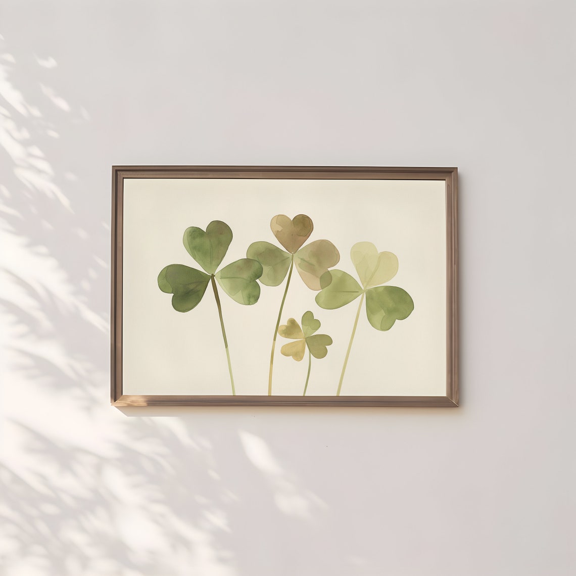 Green Watercolor Shamrock Clover Minimalist Botanical Poster - Image 3
