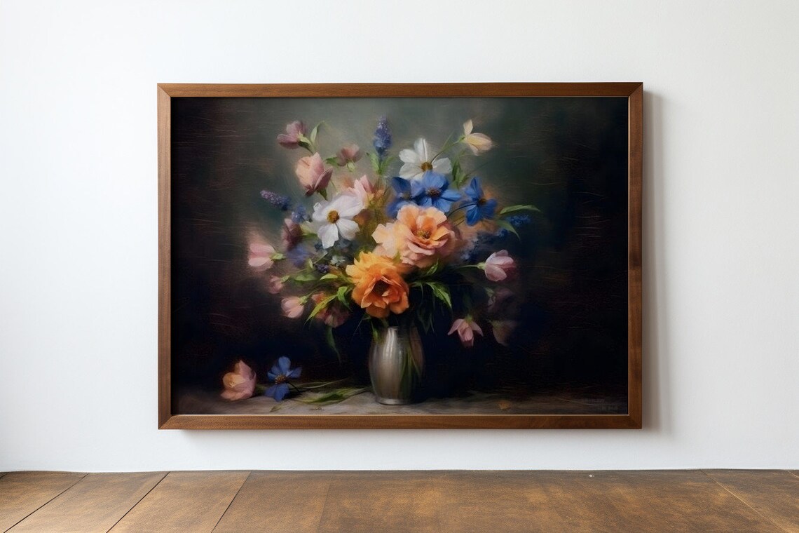 Ephemeral Grace, Symphony of Blooms Antique Print - Image 4