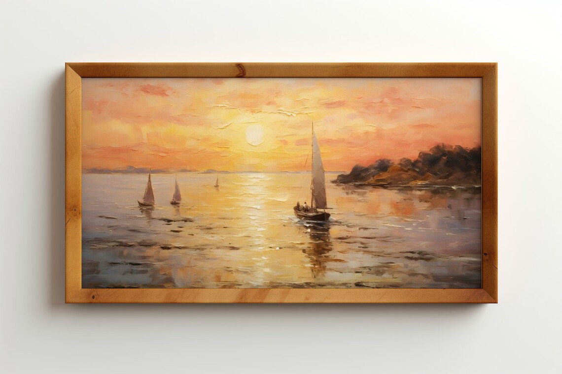 Sailing Into The Sunset Reflections On Water Antique Print - Image 2