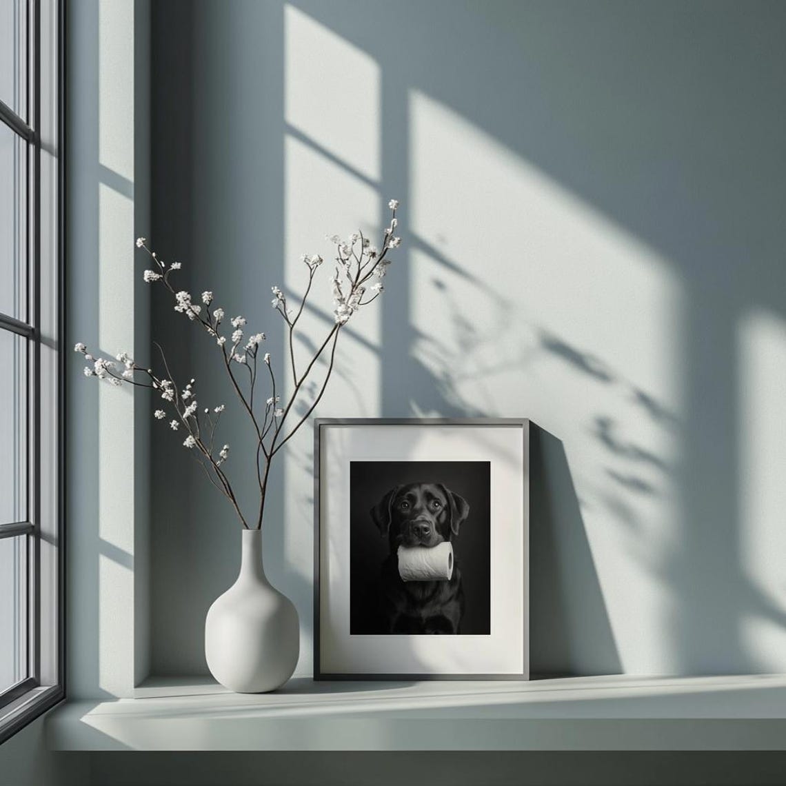 Funny Black Labrador Bathroom Wall Art Print - Image 2