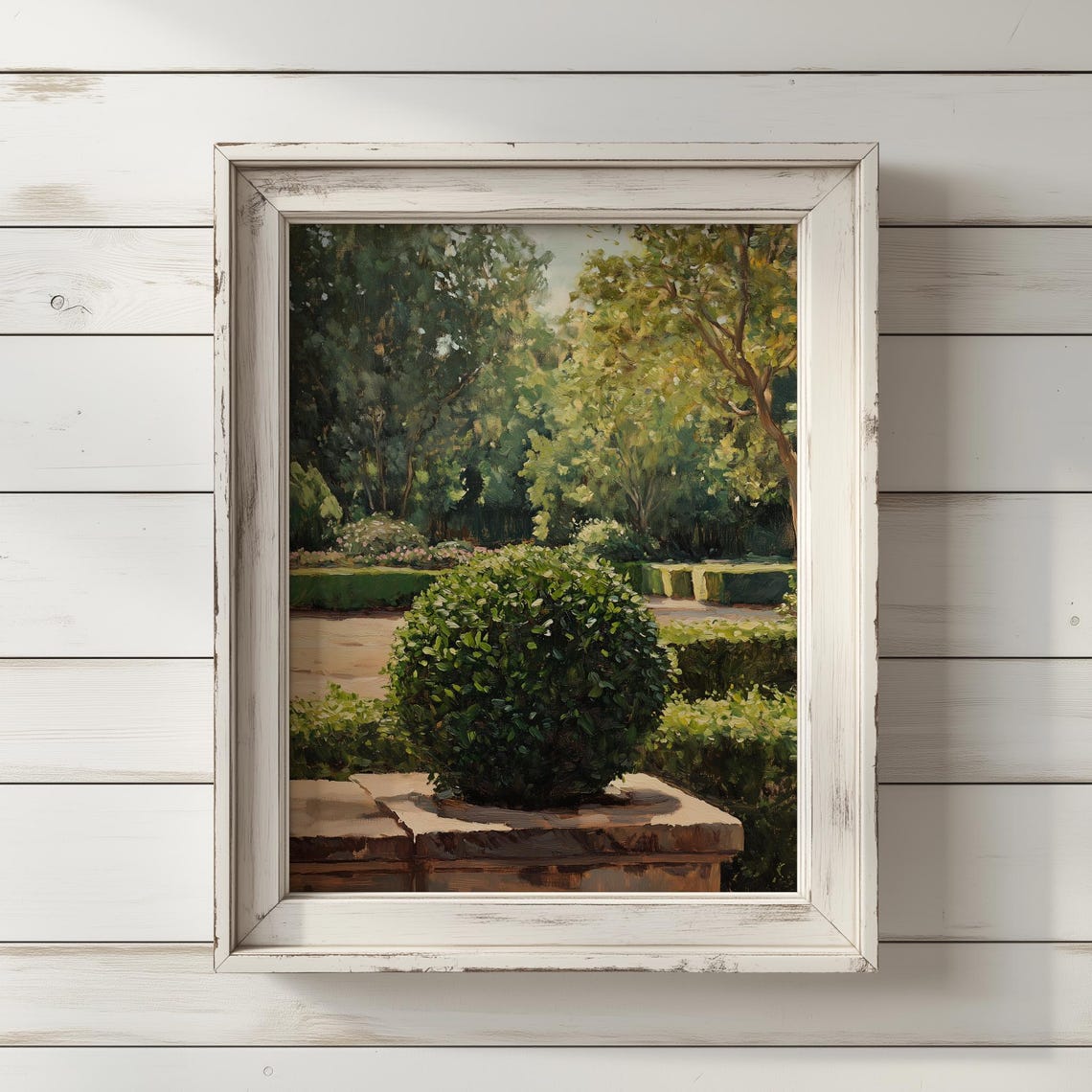 Boxwood Shrub Formal Garden Topiary Elegant Botanical Green Print