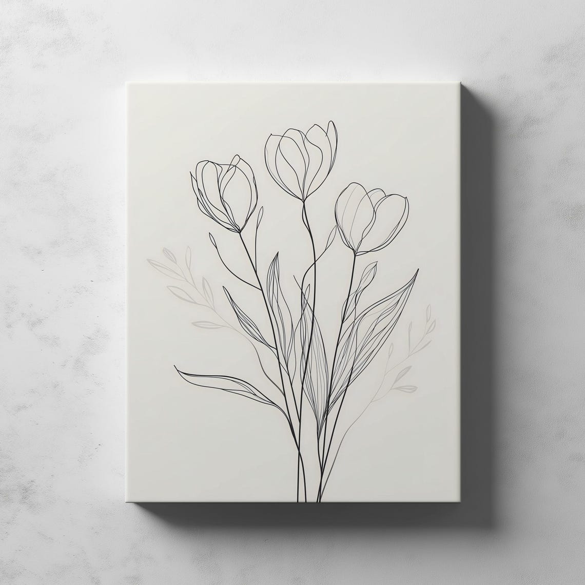 Minimal Tulip Line Art Elegant Black Ink Floral Drawing Poster - Image 3