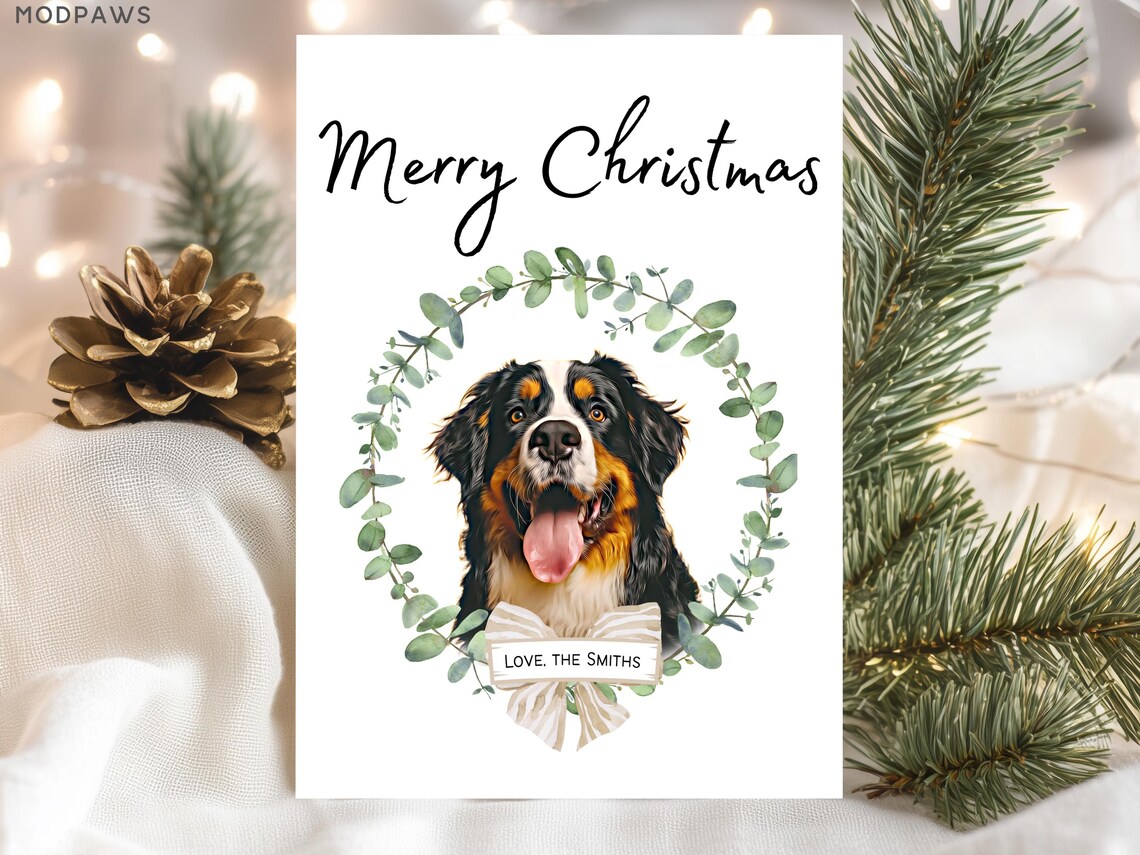 Custom Pet Christmas Card, Personalized Cat and Dog