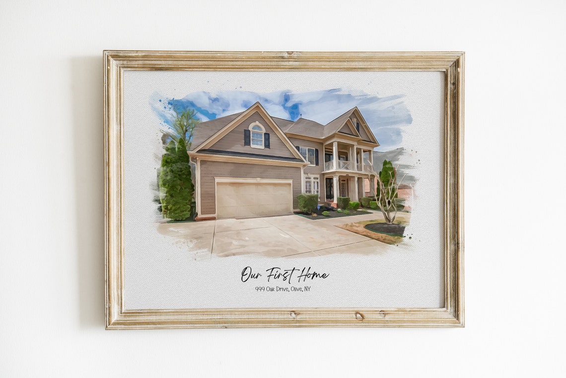 Our First Home Custom House Watercolor Portrait Keepsake Gift Poster - Image 4