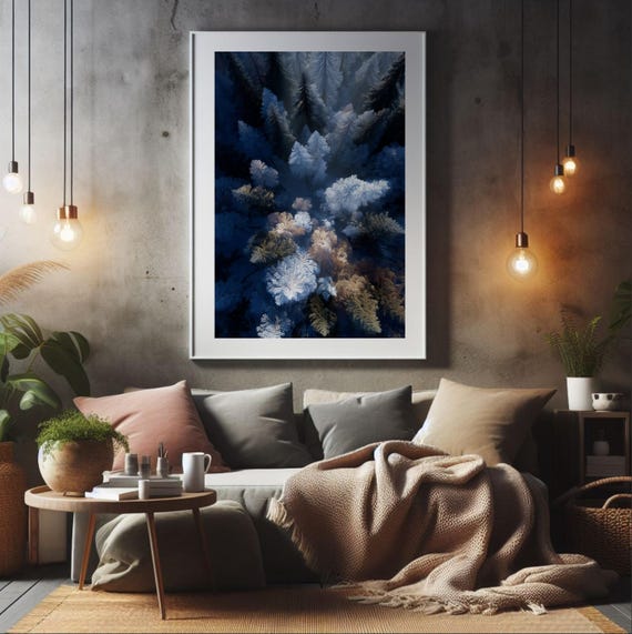 Frozen Forest Surreal Winter Wall Art Print Frosted Fantasy Landscape Poster