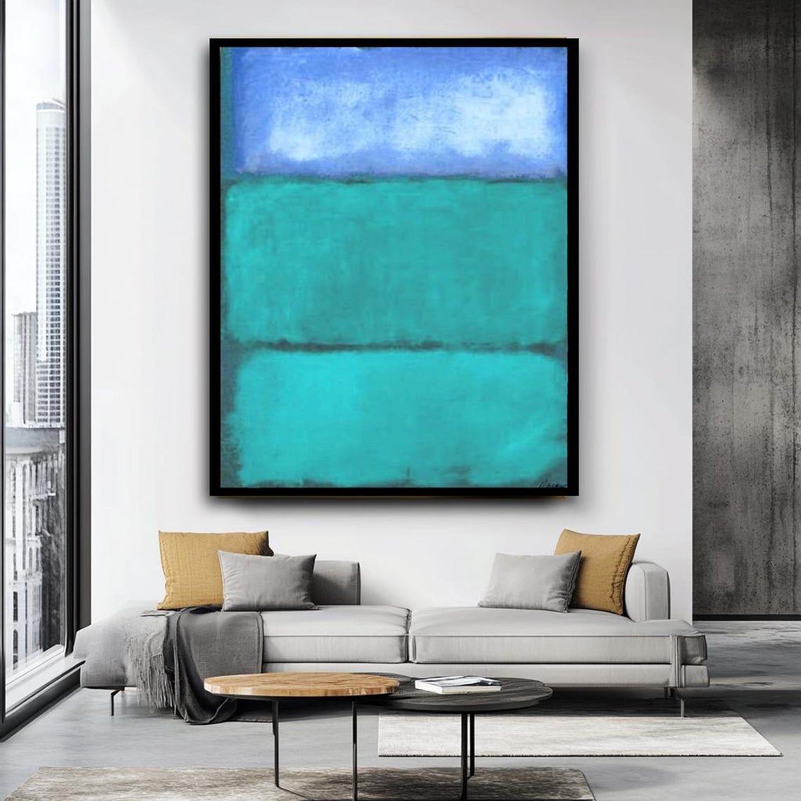 Mark Rothko Style Sky Blue Turquoise Color Field Abstract Poster - Image 5