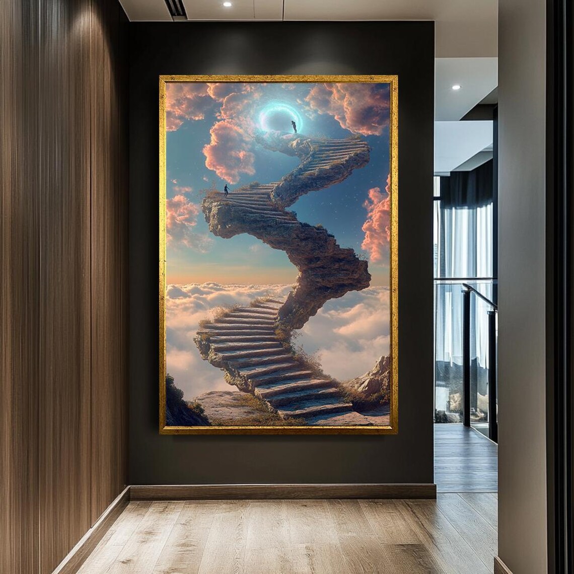 Stairway To Heaven Surreal Fantasy Art Print - Image 2