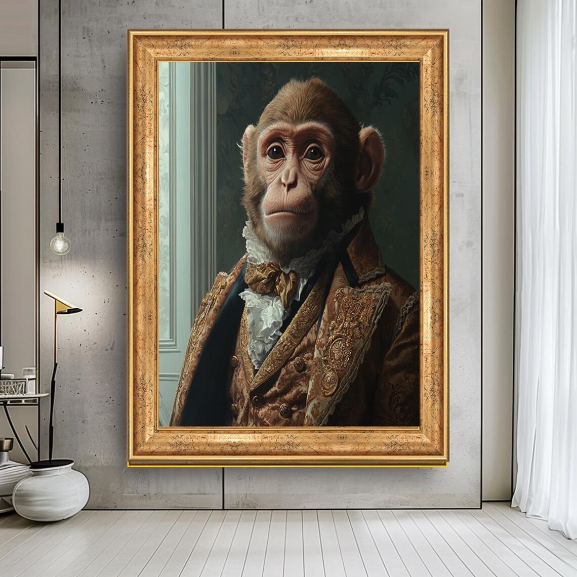 Victorian Monkey Portrait Art Print, Vintage Animal