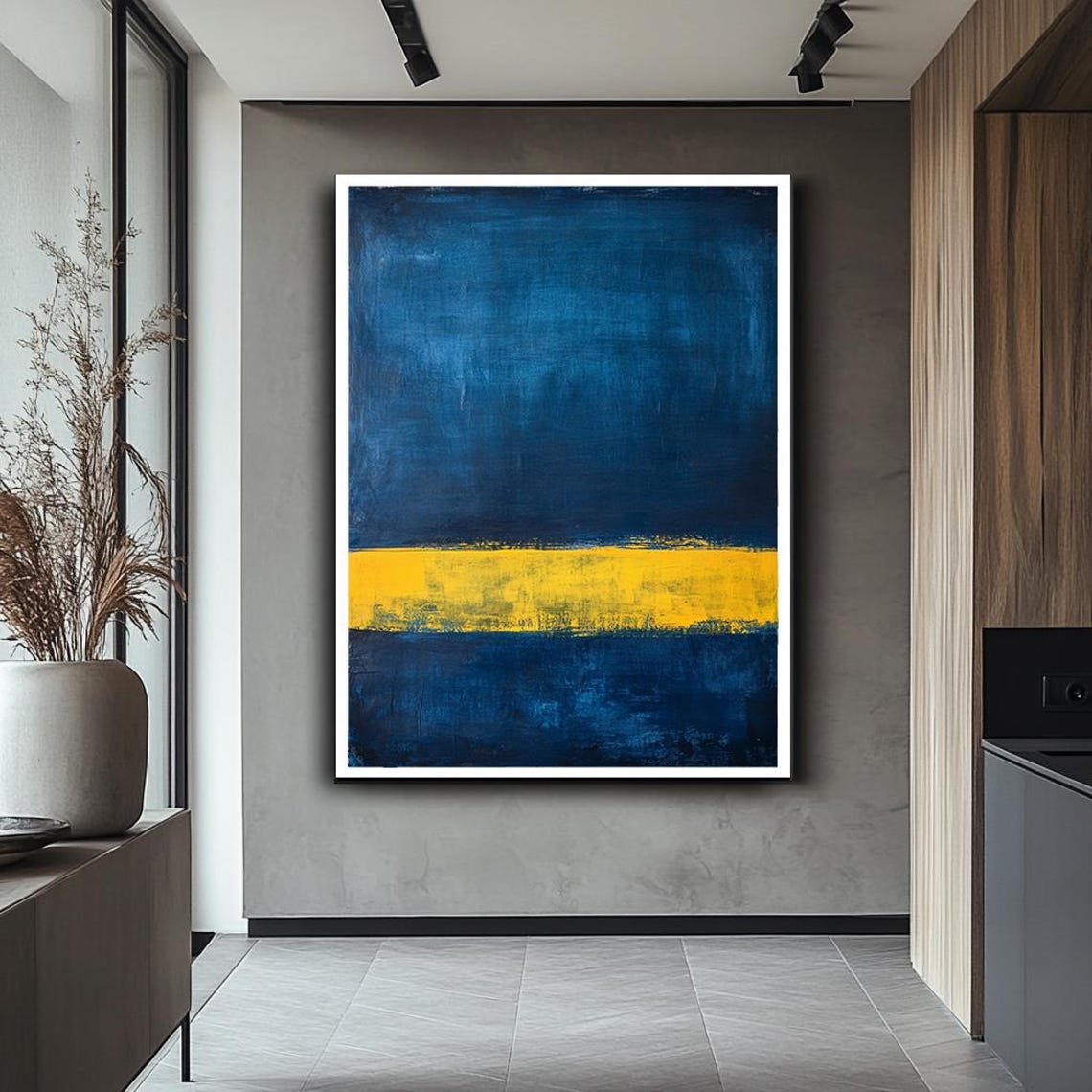 Mark Rothko Style Deep Blue Yellow Band Abstract Color Field Poster - Image 2