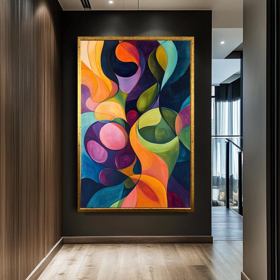 Bold Geometric Abstract Colorful Organic Shapes Modern Poster