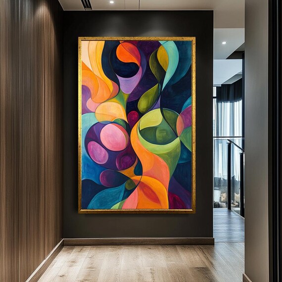 Abstract Colorful Wall Art Bold Geometric Shapes Canvas Vibrant Modern Contemporary Painting Dynamic Artwork For Home