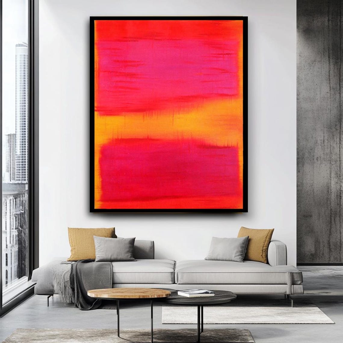 Mark Rothko Style Hot Pink Orange Sunset Abstract Color Field Poster - Image 4