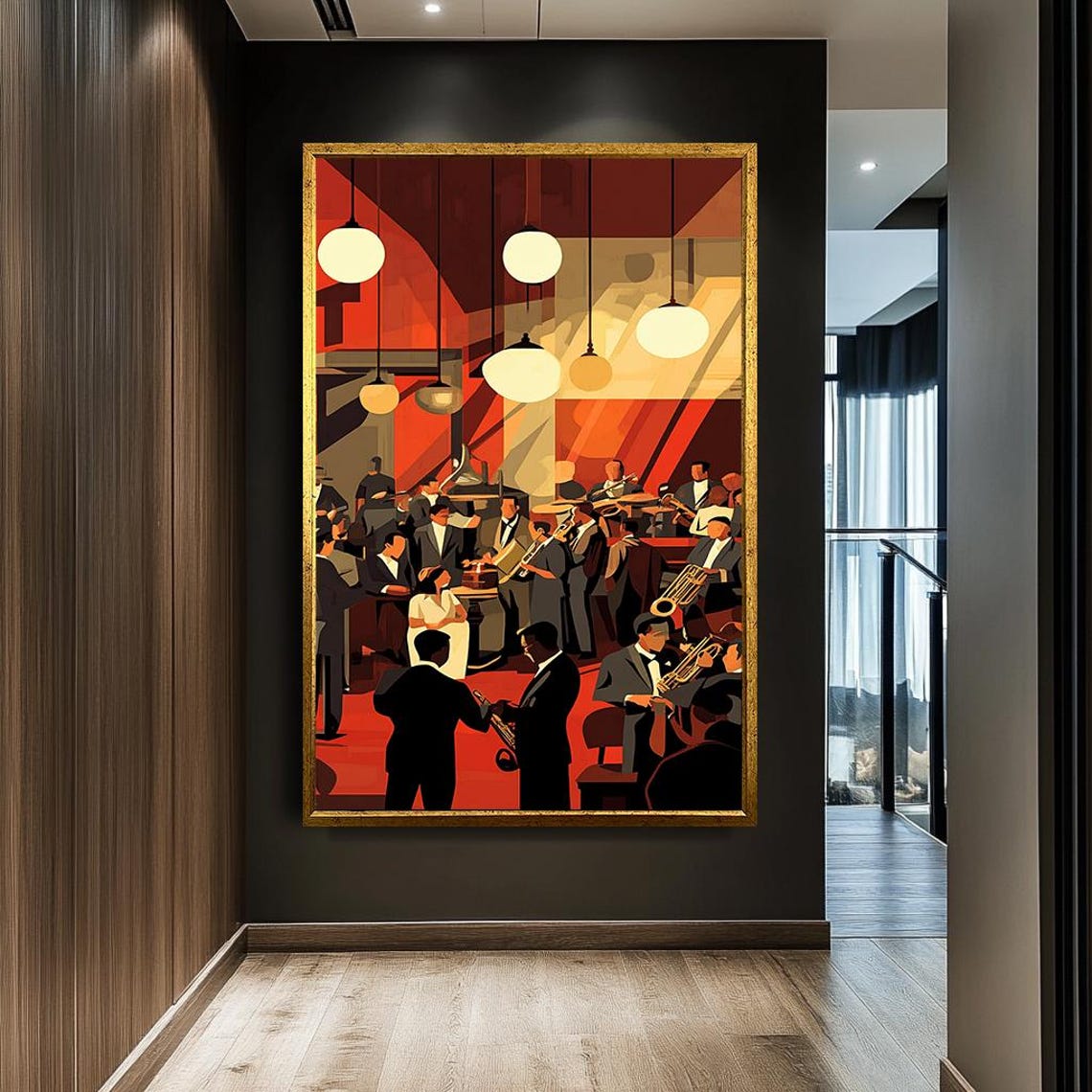 Vintage Jazz Club Band Musicians Warm Lights Retro Music Poster - Image 2