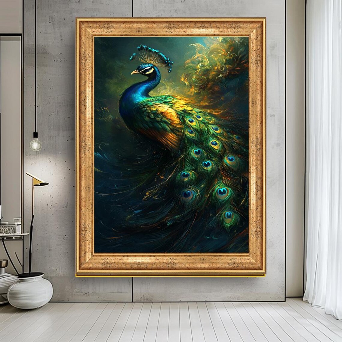 Majestic Peacock Art Print, Exotic Bird Decor