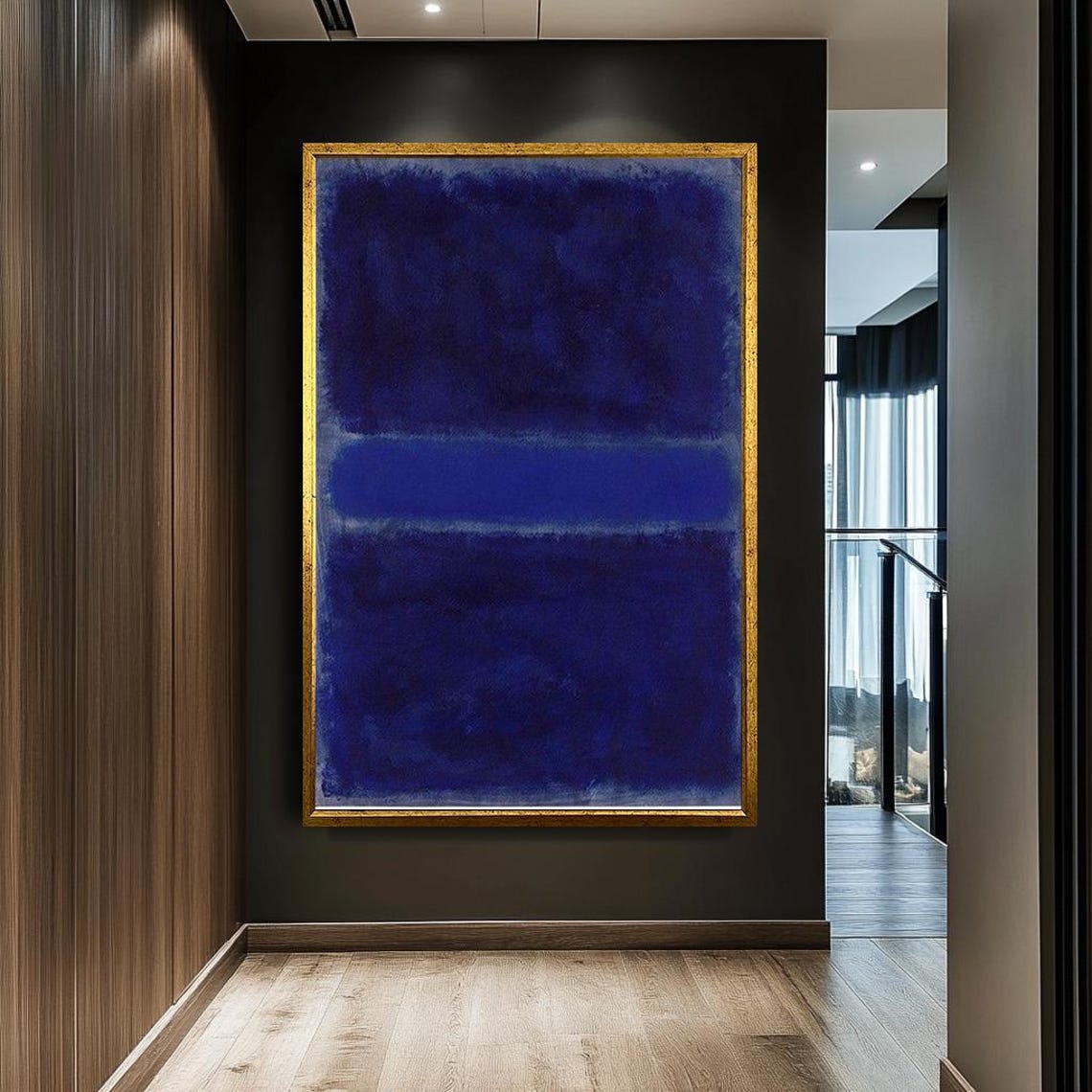 Mark Rothko Style Midnight Blue Color Field Blocks Abstract Poster - Image 2