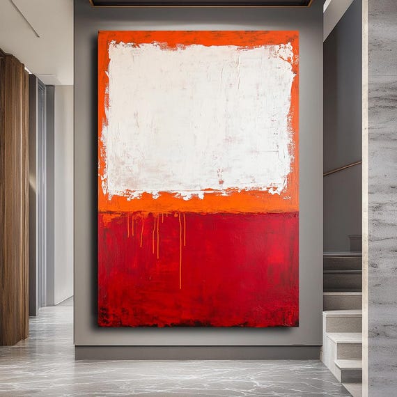 Mark Rothko Style Red And White Print Bold Abstract Color Field Art Large Minimalist Wall Decor Modern Contemporary Artwork